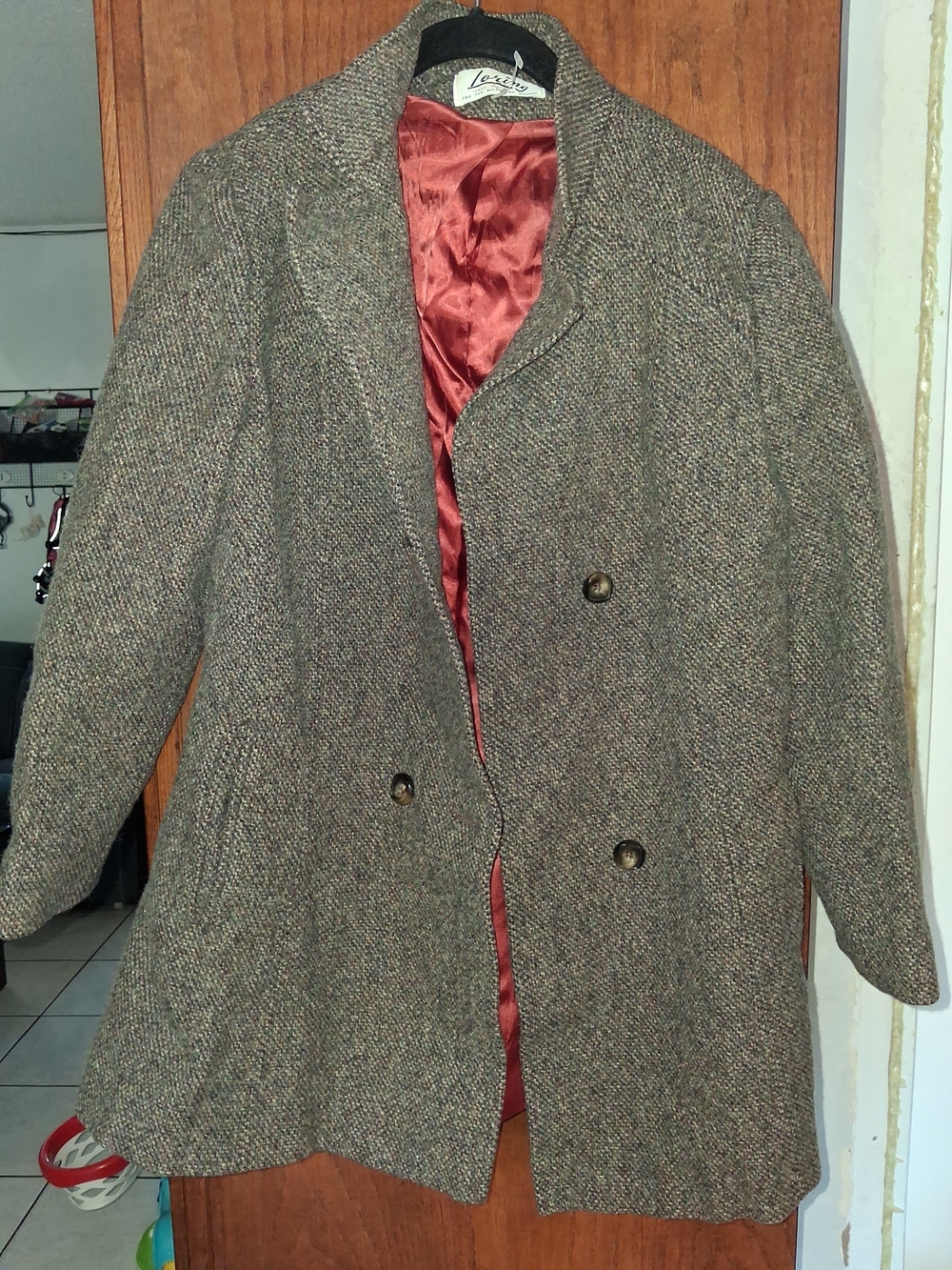 Ring Brown Tweed Double-Breasted Blazer with Rust Lining